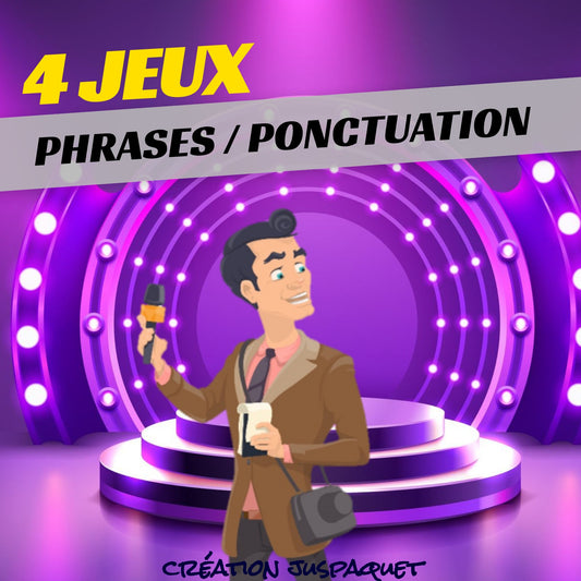 Ensemble 4 jeux interactifs (phrases/ponctuation)