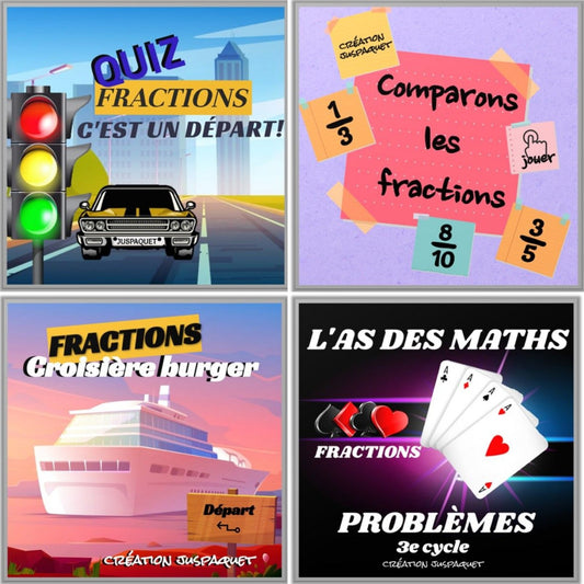 Ensemble 4 jeux interactifs les fractions