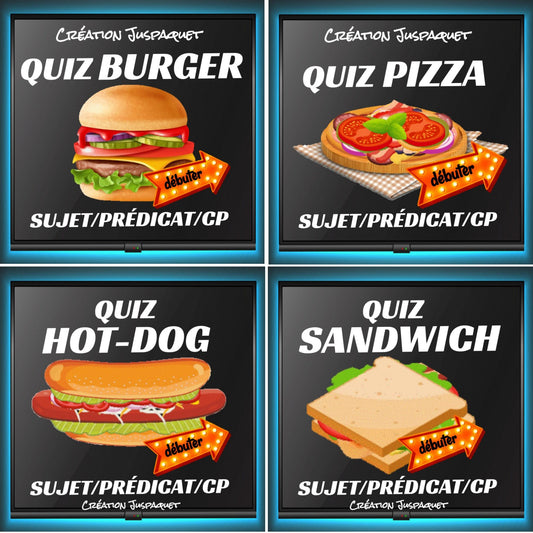 Ensemble 4 jeux interactifs sujet/prédicat/CP