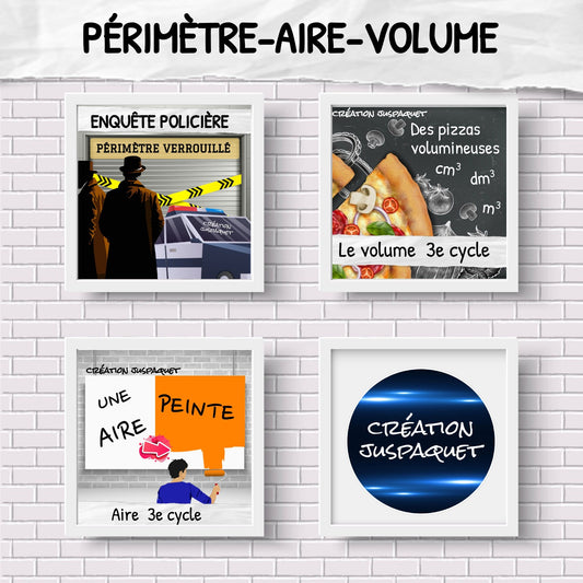 Ensemble 3 jeux interactifs PÉRIMÈTRE-AIRE-VOLUME